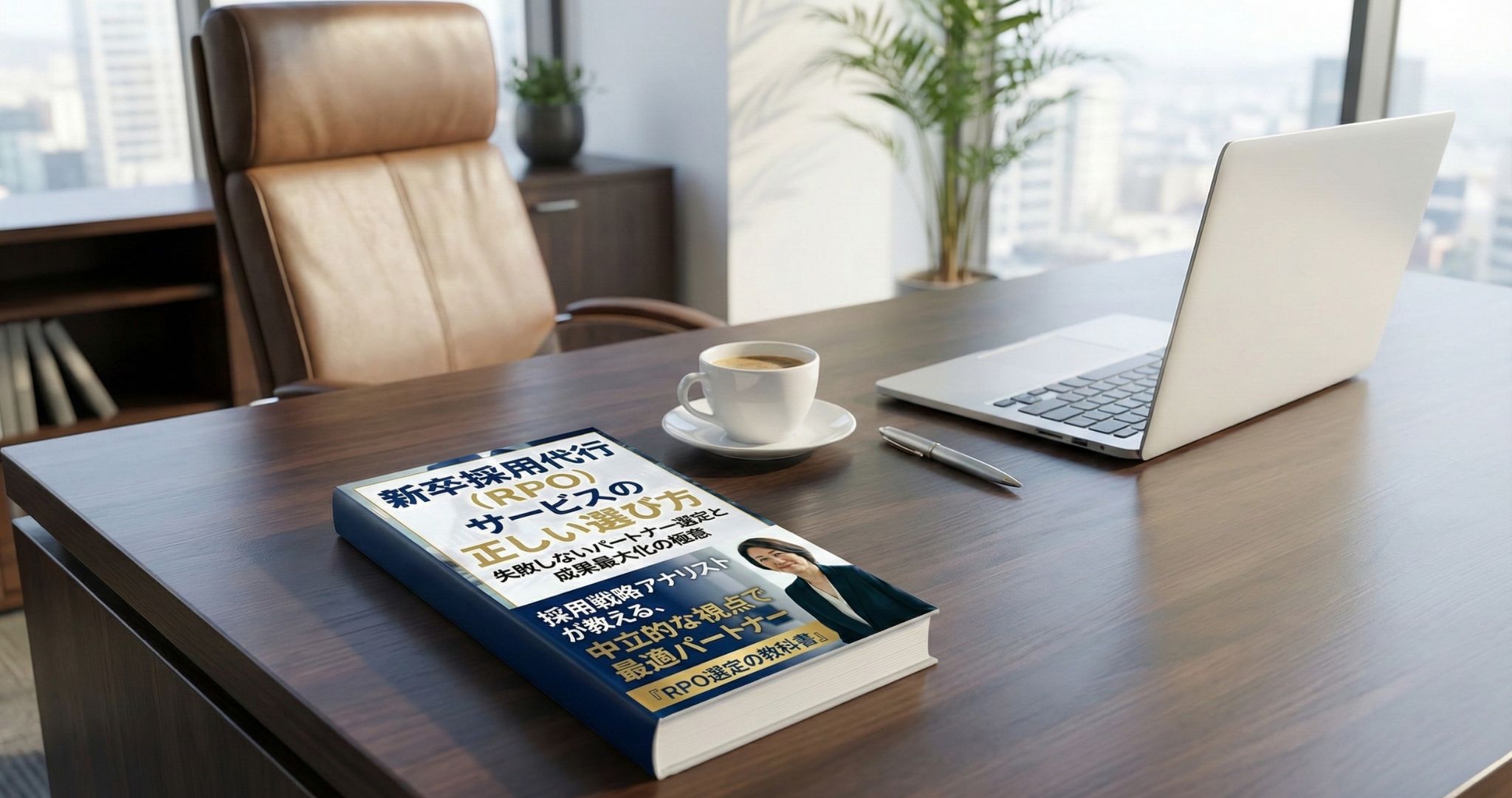 オフィスのデスクに置かれた書籍『新卒採用代行（RPO）サービスの正しい選び方』（一ノ瀬真理子氏著）のアイキャッチ画像